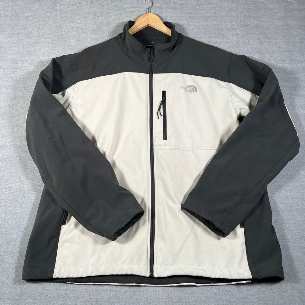 The North Face Apex Bionic Softshell Full Zip Jacket Mens XXL Gray Cream